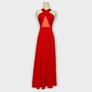 Fame and Partners Cutout Criss Cross Halter Maxi Dress Cocktail Gown Size 2